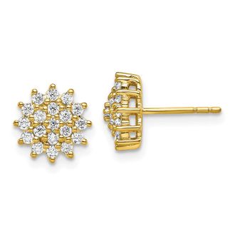 Diamond2Deal 14k Gold 0.55 ct Lab Grown Diamond Cluster Stud Earrings VS Clarity, G-H Color