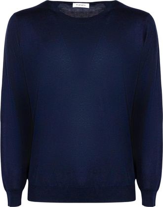 KANGRA Zijden en Katoen Mix Pullover - Heren - Ronde hals truien - Blauw - 2XL - Katoen - Truien & Vesten