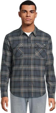 Salty Crew Fathom Long Sleeve Tech Flannel Mens Clothing Navy Khaki : XL, Polyester