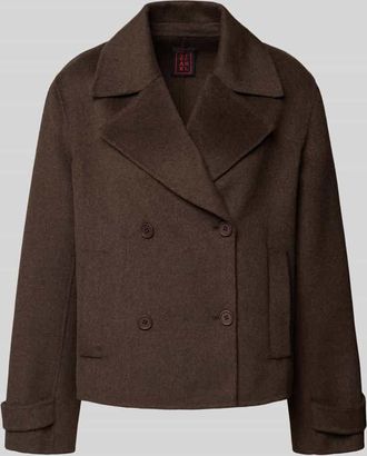 Stefanel Kurzmantel aus Lanawoll-Mix Modell PEACOT in Dunkelbraun, Gr&ouml;&szlig;e L
