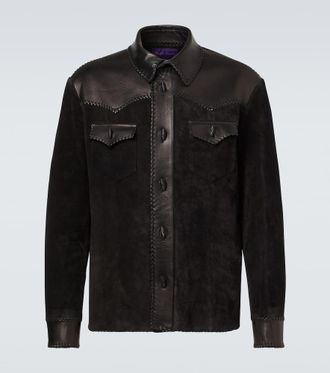 Ralph Lauren Purple Label Leather-trimmed suede overshirt
