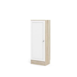 ebuy24 Librer&iacute;a base 1 puerta estructura decoraci&oacute;n roble, color blanco