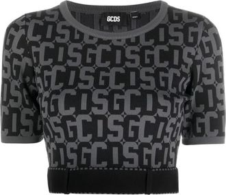 GCDS Monogram Casual Sweater Zwart - Dames - Ronde hals truien - Zwart - M - Truien & Vesten