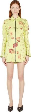 Rave Review Embla Flower Mini Jurk - Dames - Shirt Kleedjes - Geel - L - Katoen - Kleedjes