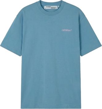 Off-white Casual Katoenen T-shirt met Logo - Heren - T-shirts - Blauw - L - Katoen - Tops