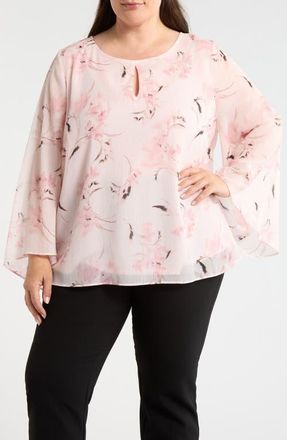 Anne Klein Metallic Print Top in Soft Blossom Multi at Nordstrom, Size 0 X