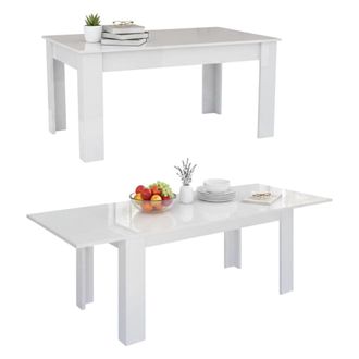 Dmora Mesa Extensible Dkofle, Consola Extensible Hasta 10 Plazas Consola Extensible 100% Made In Italy, Cm 140/190x90h75, Blanco Brillo - Dmora