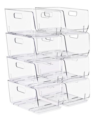 Sorbus Stackable Medium Storage Bins - 8-Pack