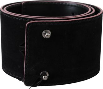 Costume National Womens Suede Leather Wide Belt - Black - Size 85 cm