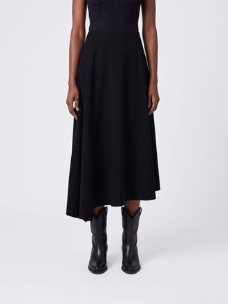 Comme Des Gar&ccedil;ons Asymmetrical High-Waist Pure Wool Knit Midi Skirt