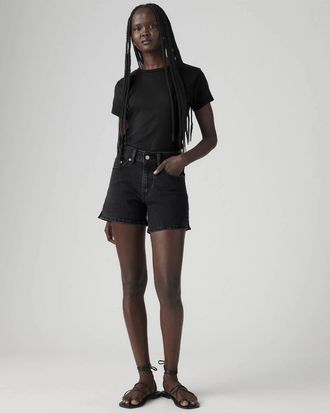 Levi's A-Line Shorts Womens Black Denim Dark Wash Mid Rise Zip Fly JAX1960