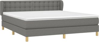 vidaXL Vidaxl - Cama Box Spring Con Colch&oacute;n Tela Gris Oscuro 180x200 Cm