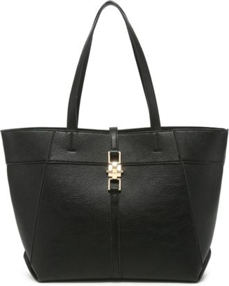 Generic Womens Oversize Tote Handbag with Metal Lock, Large Zip Top Shopper Bag with Two Handles, Spacious Everyday Shoulder Tote (Black)