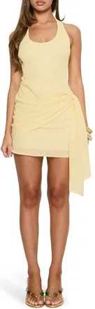 Princess Polly Amaleta Draped Halter Minidress in Butter at Nordstrom, Size 12