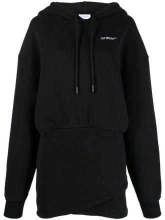 Off-white logo-embroidered hoodie minidress - women - Cotton - S - Black