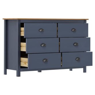 Berkfield Home Sideboard Hill Grey 125x40x80 cm Solid Pine Wood in Dark Navy | Size: 125 x 40 x 80 cm
