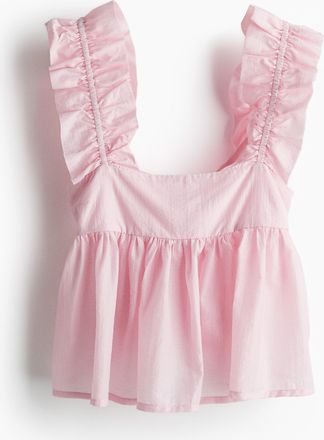 H&M Gerafftes Tanktop mit Peplum - Pink