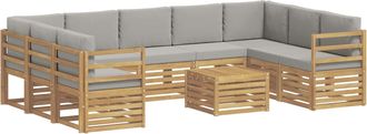 vidaXL Conjunto De Sof&aacute;s De Exterior 10 Uds. Blanco Y Gris Claro Vidaxl