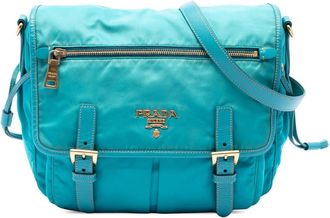 Prada Pre-owned Prada Saffiano Trimmed Tessuto Zip Double Buckle Messenger Bag Unisex AE30A5Y8ALVNXGT3