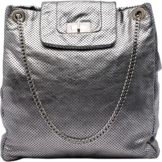 Chanel Pre-owned Perforated Flap Tote - Dames - Vintage Schoudertas - Grijs - ONE Size - Leer - Vintage