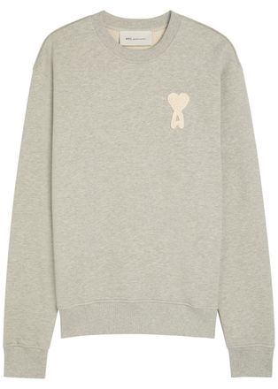 Ami Ami Paris Logo-appliqu&eacute;d Cotton Sweatshirt - Grey - XL