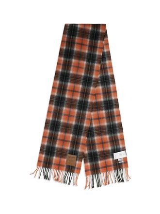 Ganni Checked Wool Scarf - Orange