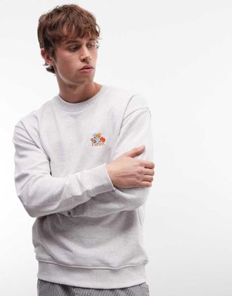 Parlez Clothing Felpa girocollo grigia con logo stampato-Grigio