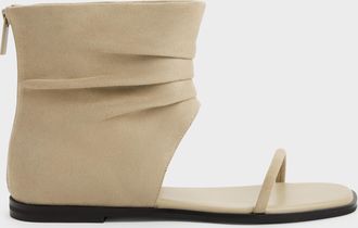 Charles & Keith Joplin Ruched Faux Suede Boot Sandals