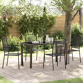 vidaXL Conjunto De Comedor De Jard&iacute;n 5 Pcs Negro Vidaxl