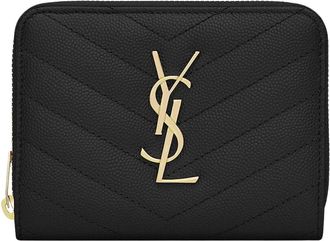 Saint Laurent Matelass&eacute; Compact Portemonnee - Dames - Portefeuilles - Zwart - ONE Size - Leer - Accessoires