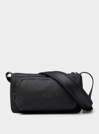 Yohji Yamamoto Mens Tone-on-tone logo rectangular crossbody bag