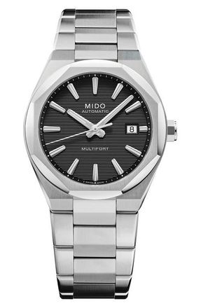 Mido Multifort 8 One Crown Automatic Bracelet Watch, 40mm in Black at Nordstrom