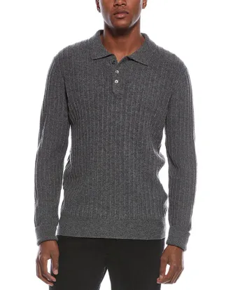 Kier + J Ribbed Wool & Cashmere-Blend Polo Sweater