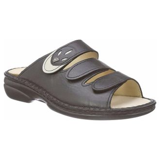 Finn Comfort Kos Leather Womens Slides Sandals - Black Jasmin - Size:UK 7.5