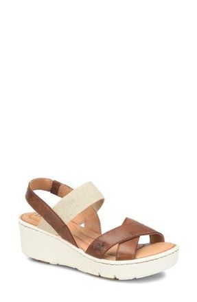 B&oslash;rn Gila Platform Wedge Slingback Sandal in Brown Leather at Nordstrom Rack, Size 11