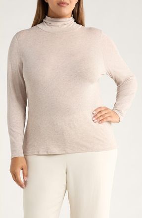 Eileen Fisher Long Sleeve Turtleneck Top in Dove at Nordstrom Rack, Size 2X