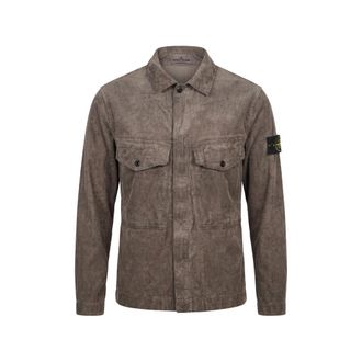 Stone Island Corduroy Terra-effect Regular-fit Zip-up Overshirt With Chest Pockets