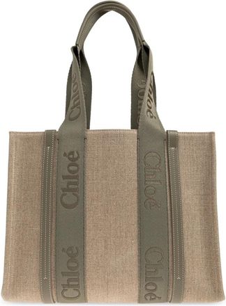 Chlo&eacute; Woody Medium Shopper Bag - Dames - Shoppers - Beige - ONE Size - Katoen - Tassen