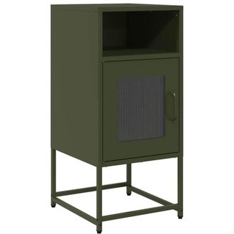vidaXL Vidaxl - Mesita De Noche De Acero Laminado Verde Oliva 36x39x78 Cm