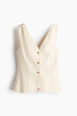 H&M V-neck Waistcoat in Cream at Nordstrom, Size Xx-Large