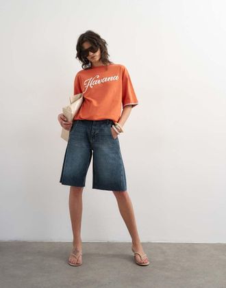 Topshop Jorts bombati blu nero
