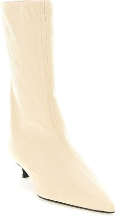 Jil Sander Womens Beige Calfskin Ankle Boots