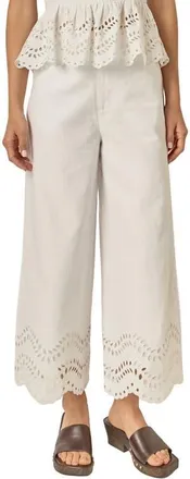 English Factory Eyelet Wide Leg Linen Pants in Off White at Nordstrom, Size X-Small