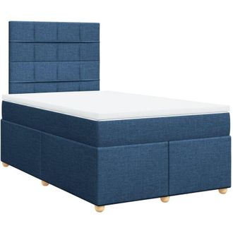 vidaXL Cama Box Spring Con Colch&oacute;n Tela Azul 120x200 Cm Vidaxl