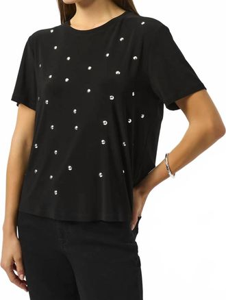 Joseph Ribkoff Embellished Short Sleeve Boxy Top In Black