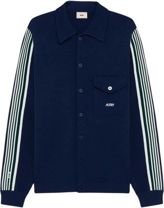 Autry Gebreid Viscose Shirtjack - Heren - Casual Overhemden - Blauw - XL - Nylon - Overhemden