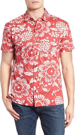 Kahala Dukes Pareo Trim Fit Sport Shirt in Surfer Red at Nordstrom, Size Xx-Large