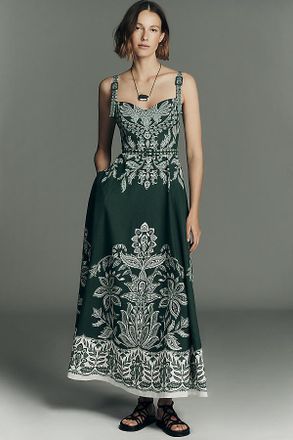 Farm Rio Miranda A-Line Sweetheart Midi Dress