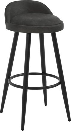 Woltu Woltu Juego De 1 Taburete De Bar De Piel Sint&eacute;tica Con Respaldo Bajo Y Reposapi&eacute;s, Moderno, Color Antracita