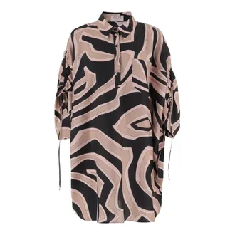 Pucci Short Dresses, female, Multicolor, Size: XL Silk Dress with Labyrinth Print